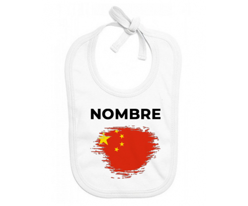 Bandera del efecto cepillo de China con nombre: Babero para bebé