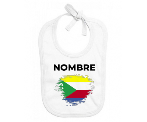 Comoras cepillo efecto bandera con nombre: Babero para bebé