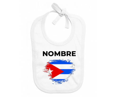 Cuba cepilla bandera efecto con nombre: Babero para bebé