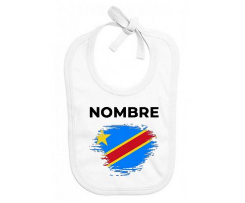 Efecto cepillo de bandera República Democrática del Congo con nombre: Babero para bebé