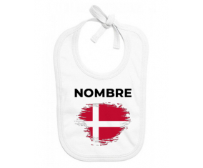 Bandera de efecto pincel dinamarca con nombre: Babero para bebé