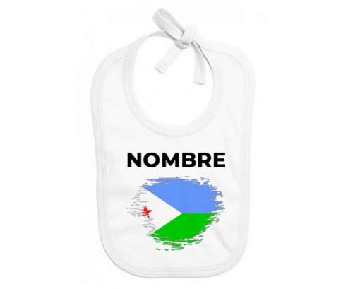 Djibouti pincel efecto bandera con nombre: Babero para bebé