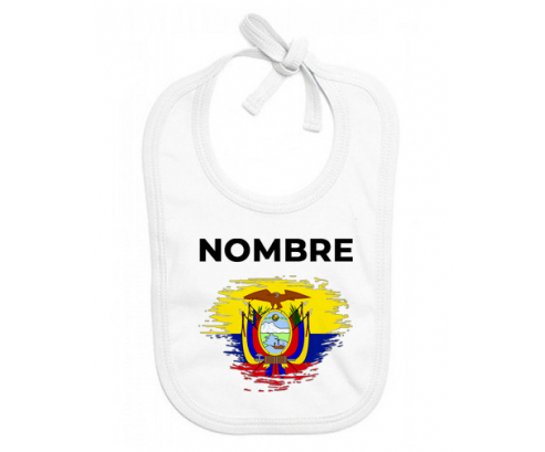 Bandera del efecto cepillo ecuatoriano con nombre: Babero para bebé