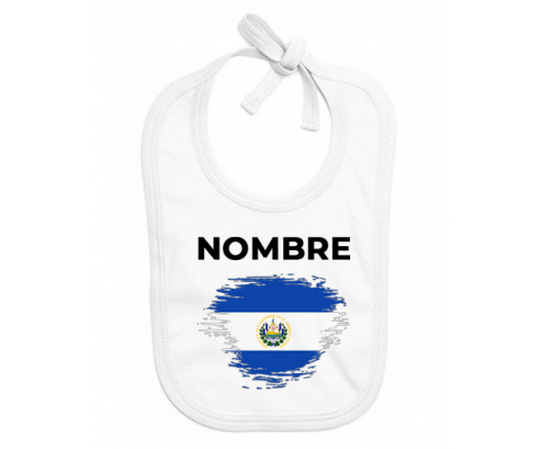 Efecto cepillo de bandera El Salvador con nombre: Babero para bebé