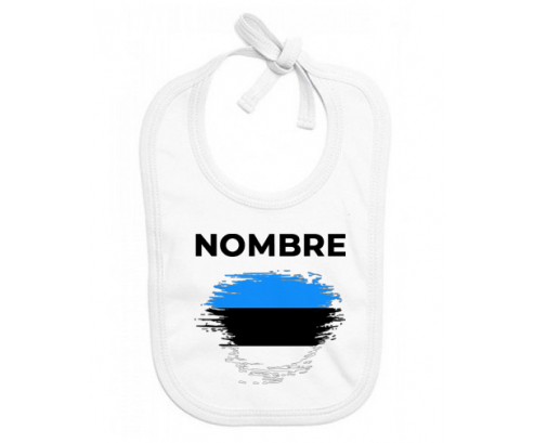 Bandera estonia efecto cepillo con nombre: Babero para bebé