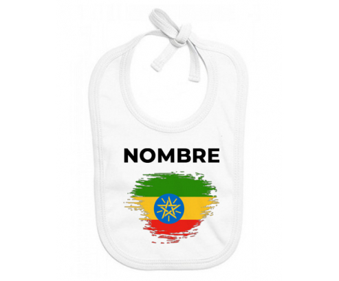 Bandera de efecto pincel etíope con nombre: Babero para bebé