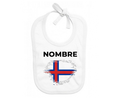 Bandera de cepillo de las Islas Feroe con nombre: Babero para bebé