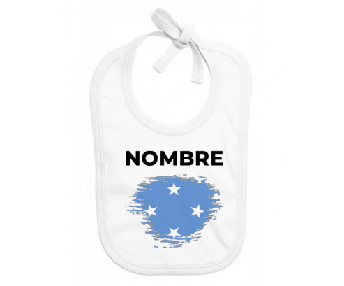 Bandera efecto cepillo Estados Federados de Micronesia con nombre: Babero para bebé