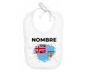 Bandera del efecto pincel de Fiji con nombre: Babero para bebé