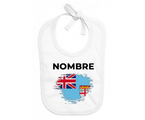 Bandera del efecto pincel de Fiji con nombre: Babero para bebé