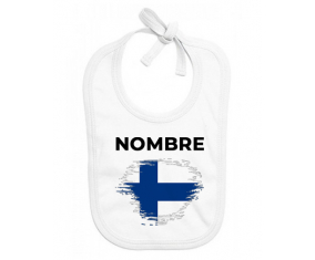 Bandera del efecto cepillo de Finlandia con nombre: Babero para bebé