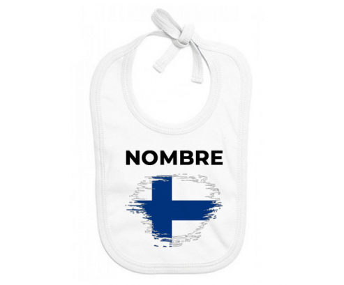 Bandera del efecto cepillo de Finlandia con nombre: Babero para bebé