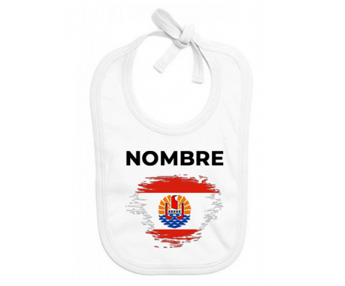 Bandera de pincel de la Polinesia Francesa con nombre: Babero para bebé