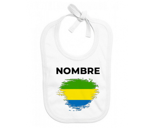 Bandera del efecto pincel gabón con nombre: Babero para bebé
