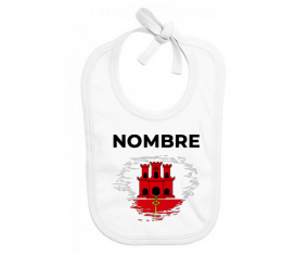 Bandera de la maleza de Gibraltar con nombre: Babero para bebé
