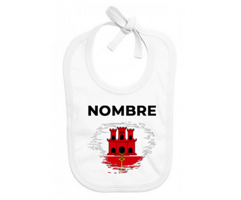 Bandera de la maleza de Gibraltar con nombre: Babero para bebé