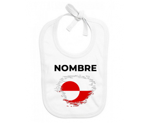 Bandera del efecto pincel de Groenlandia con nombre: Babero para bebé