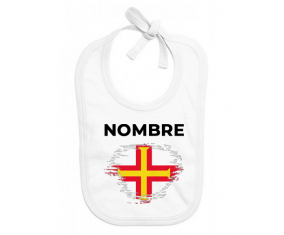 Bandera del efecto pincel Guernsey con nombre: Babero para bebé