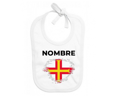 Bandera del efecto pincel Guernsey con nombre: Babero para bebé