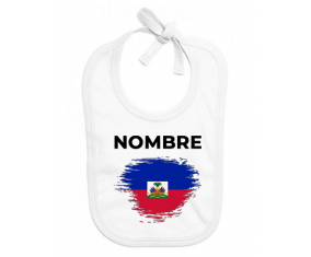 Bandera del efecto pincel de Haití con nombre: Babero para bebé
