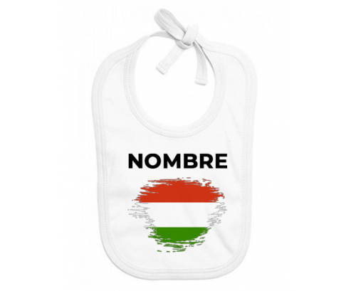 Efecto cepillo de bandera Hungría con nombre: Babero para bebé