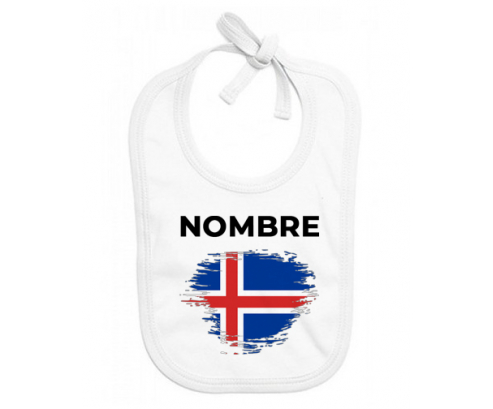 Bandera del efecto pincel de Islandia con nombre: Babero para bebé