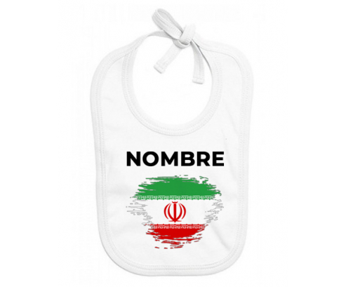 Efecto cepillo de bandera Irán con nombre: Babero para bebé