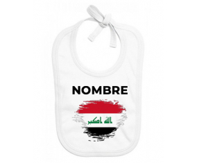 Bandera del efecto cepillo de Irak con nombre: Babero para bebé