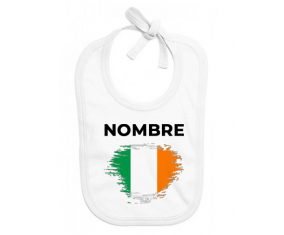 Bandera del efecto pincel de Irlanda con nombre: Babero para bebé