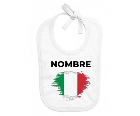 Italia cepilla la bandera del efecto con nombre: Babero para bebé