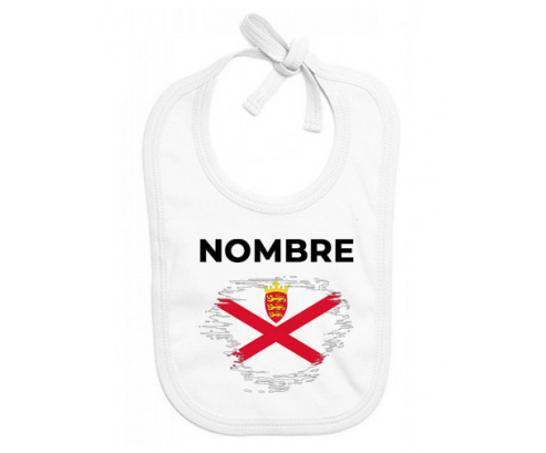 Efecto cepillo de bandera Isla en Jersey con nombre: Babero para bebé