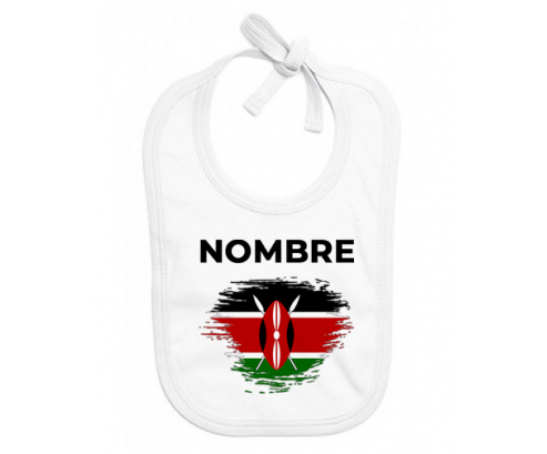 Bandera del efecto cepillo de Kenia con nombre: Babero para bebé