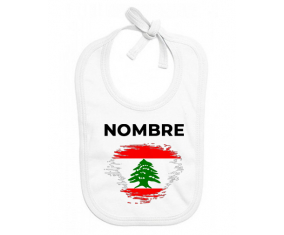 Bandera del efecto pincel del Líbano con nombre: Babero para bebé