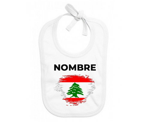 Bandera del efecto pincel del Líbano con nombre: Babero para bebé