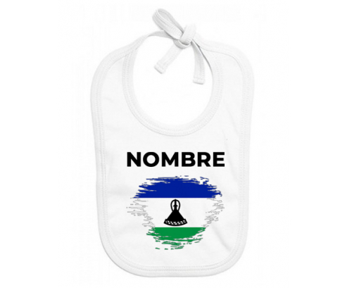Bandera del pincel Lesotho con nombre: Babero para bebé
