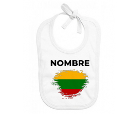 Bandera de efecto pincel lituano con nombre: Babero para bebé