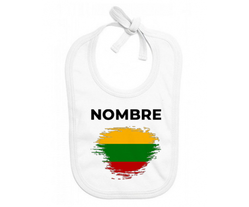 Bandera de efecto pincel lituano con nombre: Babero para bebé
