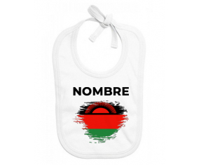 Bandera del efecto pincel de Malawi con nombre: Babero para bebé