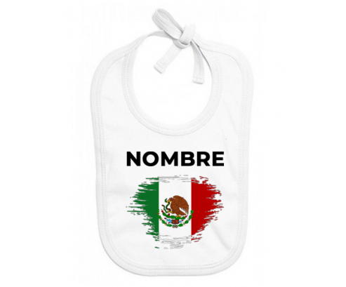 Bandera del efecto pincel de México con nombre: Babero para bebé