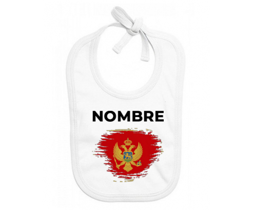 Bandera del efecto pincel montenegro con nombre: Babero para bebé