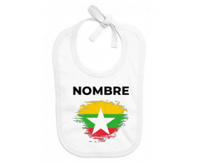 Bandera del efecto cepillo de Myanmar con nombre: Babero para bebé