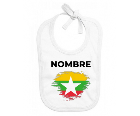 Bandera del efecto cepillo de Myanmar con nombre: Babero para bebé