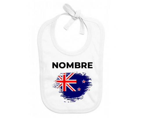 Bandera del efecto pincel de Nueva Zelanda con nombre: Babero para bebé