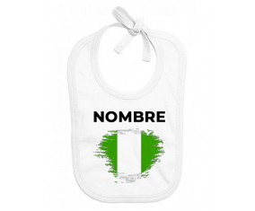 Bandera del efecto cepillo de Nigeria con nombre: Babero para bebé