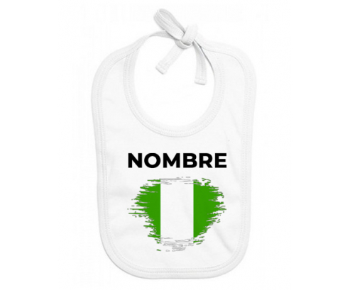 Bandera del efecto cepillo de Nigeria con nombre: Babero para bebé