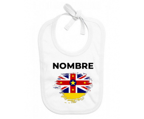 Bandera del efecto cepillo Niue con nombre: Babero para bebé