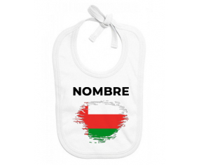 Bandera del efecto pincel Omán con nombre: Babero para bebé
