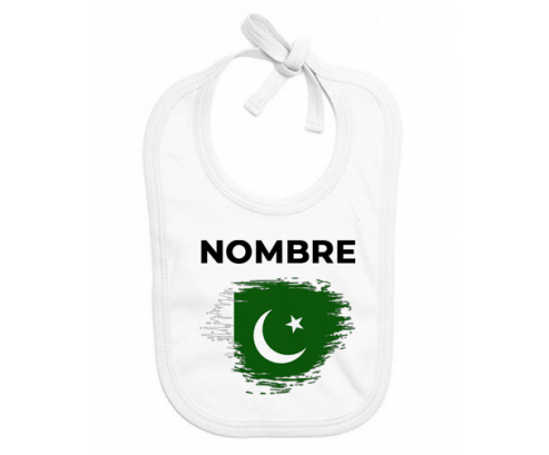 Bandera del efecto pincel de Pakistán con nombre: Babero para bebé