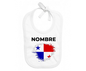Bandera de efecto cepillo de Panamá con nombre: Babero para bebé