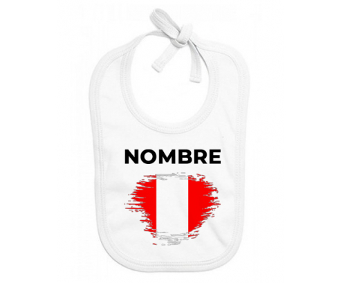 Perú cepilla bandera efecto con nombre: Babero para bebé